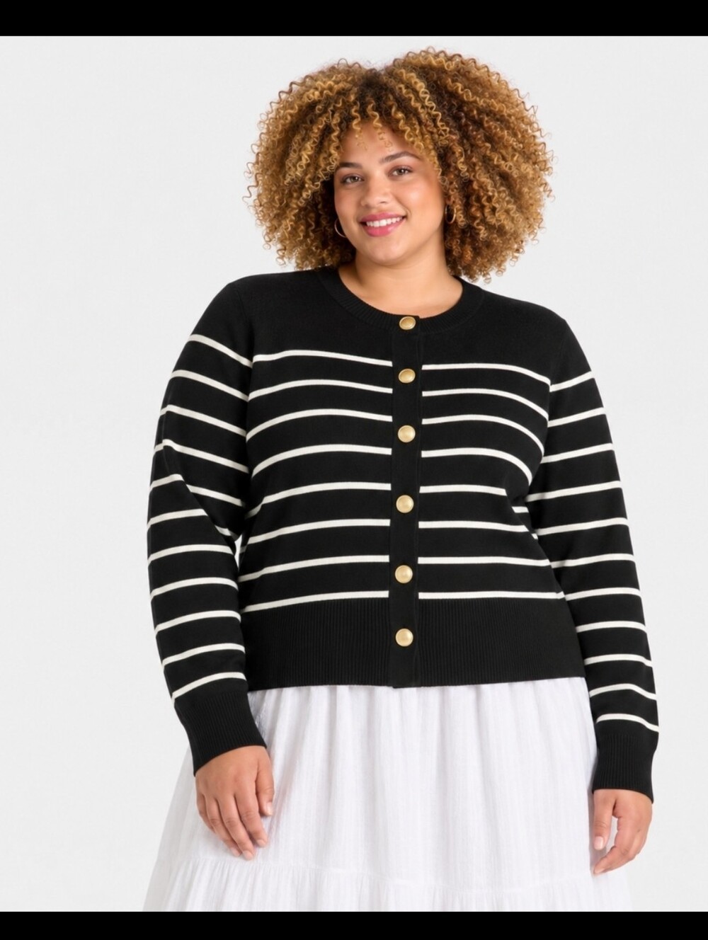 A New Day Women's Lady Jacket Cardigan Black/White Striped Size 4X